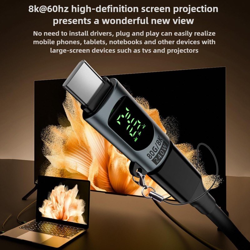 80Gbps USB C Adapter, 240W Type C Male to Female