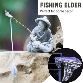 LIYAOLI Mini Fisherman Statue for Aquarium Decor - Sandstone Japanese Fishing Figurine, Fish Tank Ornament, Zen Garden Sculpture & Home Decoration