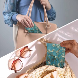 Beabes Almond Blossom Reading Glasses Case For Men, Sunglasses Case For Women, Van Gogh Cheery Blossoms PU Glasses Case Sunglasses Organizer Eyeglass Case Sleeves