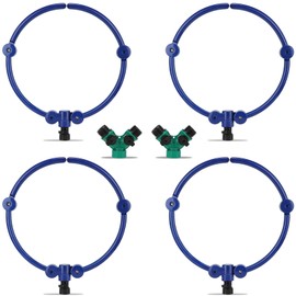 4Pcs 360° Tree Water System Tree Root Watering Ring Circle Sprinkler and Irrigation Deep Root Tool Targeted Water with Y Hose Splitter for New Tree Outdoor Plant (Blue)