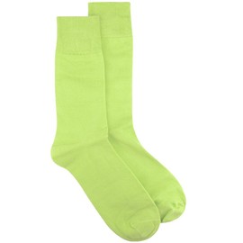 1 Pair of Biagio Solid LIME GREEN Color Men's COTTON Dress SOCKS