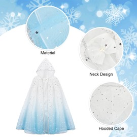 XEPST Princess Hooded Cape Princess Cloak Gradient Sparkling Sequins Cape Princess Fancy Dress Accessories Princess Dress Up for Girl