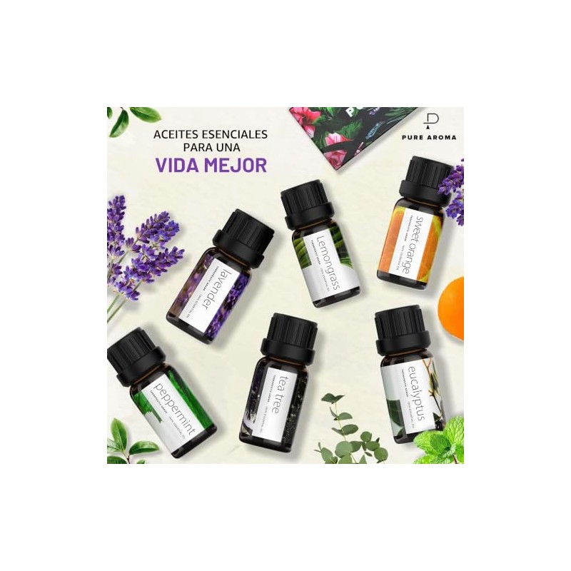 PURE AROMA Set de aceites esenciales 100% puros - 6
