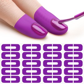 VARMDUKKE 40pcs Nail Polish Protector for Fingers, U Shape Latex Nail Polish Barrier, Peel Off Skin Cuticle Protector, Purple Nail Guard Tape for Nail Stickers, Painting, Manicure (4 Sheets)