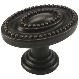 10 Pack - Cosmas 4888ORB Oil Rubbed Bronze Oval Beaded Cabinet Knob (Large)