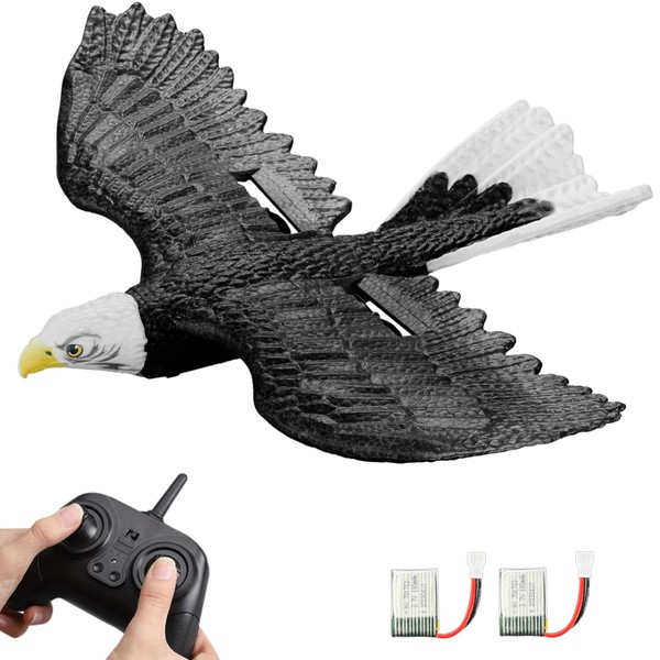 HAWK'S WORK Remote Control Eagles 2 Channel Remote Control Airplane Ready to Fly 2.4GHz RC Airplane Easy to Fly RC Glider for Kids and Beginners