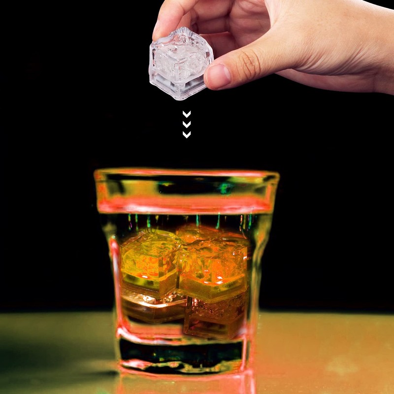 Light Up Ice Cubes Bulk, 200 PCS Orange Led Ice