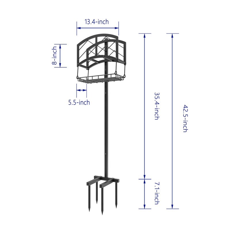 Kingson Portable Garden Hose Holder with Storage Basket - Heavy-Duty