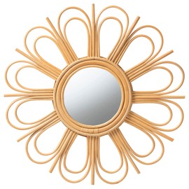 bali & pari Sakura Modern Bohemian Natural Rattan Wall Accent Mirror