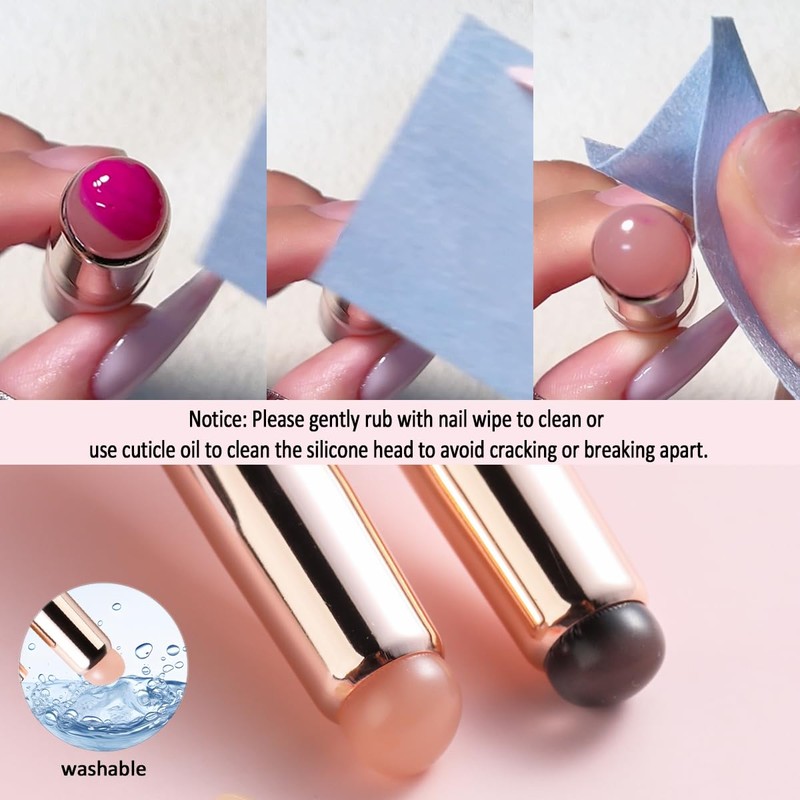 Fcozpjk Silicone Brush for Ombre Nail Art, 2Pcs Reusable Gel