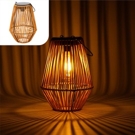 Gadgy Solar Lamp for Outdoor Garden - Waterproof Solar Light Garden Outdoor - Solar Lantern for Outdoor Rattan Look - Garden Lights Solar - Brown