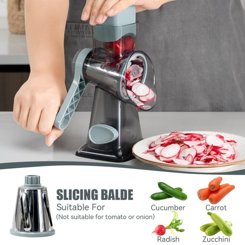 KEOUKE Rotary Cheese Grater Hand Crank Transparent - Shredder Slicer
