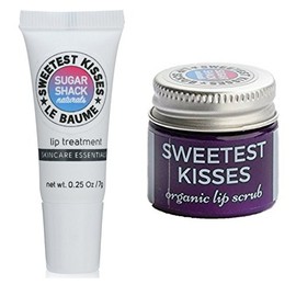 Sweetest Kisses Lip Duo: Best 2 Step Lip Kit Combination for Soft Smooth Naturally Beautiful Plump Healthy Kissable Lips Includes Two Best Sellers Organic Sugar Scrub and Le Baume Glossy Plumping Balm