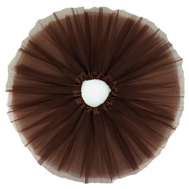 BGFKS 5 Layered Tulle Tutu Skirt for Girls with Hairbow, Ballet Dressing Up Kid Tutu Skirt (Coffee, 8-15 Years Old)