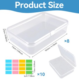 Pack of 8 Playing Cards Boxes, Transparent, Card Storage Box with Lid, Card Box, Playing Cards, with 160 Coloured Labels, Transparent Empty Card Box, for Cards, Business Cards, Bank Cards