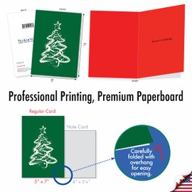 The Best Card Company - 20 Merry Christmas Cards Bulk (10 Designs, 2 Each) - Boxed Notecard Set, Fun Artistic Xmas Greetings - Christmas Tree Graphics AC7144XSG-B2x10