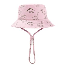 TOMEEK Baby Sun Hat Unisex Children's Summer Hat UV Protection Fishing Hat with Adjustable Drawstring Boys Girls Beach Hat, pink