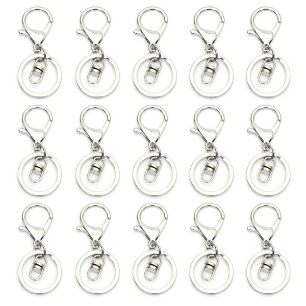 HappyHome 15 Pcs Naskan Silver Accessory Parts Keychain Hardware Key