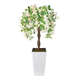 Goldshire Artificial Cherry Blossom Tree 4FT, Fake Floral Tree with White Planter, Decorative Topiary Plant, for Home Porch Decor in/Outdoor