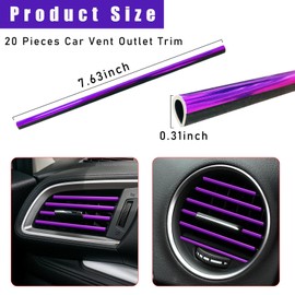 Kewucn 20 PCS Car Air Conditioner Vent Decorative Strip, Waterproof Bendable Auto Air Vent Decoration, Universal Vehicle Interior Accessories Suitable for Straight Air Vents (Purple)