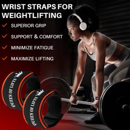 TECEUM Lifting Wrist Straps with Neoprene Padding Support – Black and RED lines – Queen of Lifts – Heavy Duty Wrist Workout Straps For Men and Women – Ideal for Powerlifting, Strength Training,