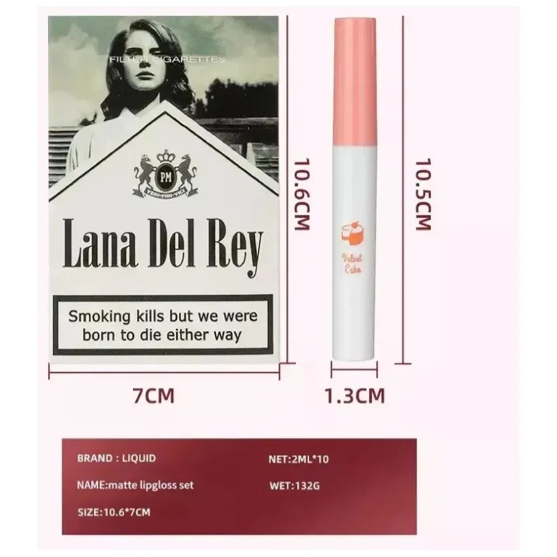 10 Cajas De Cigarrillos Neatlifa Con Lápiz Labial Mate Color