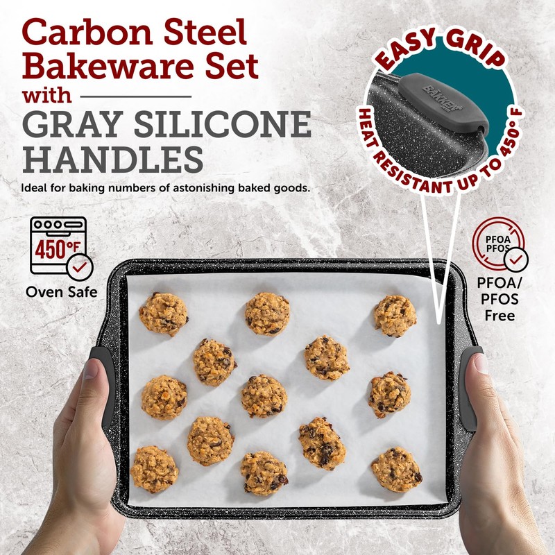 BAKKEN Cookie Sheets for Baking Nonstick Set - 3-Piece Stackable