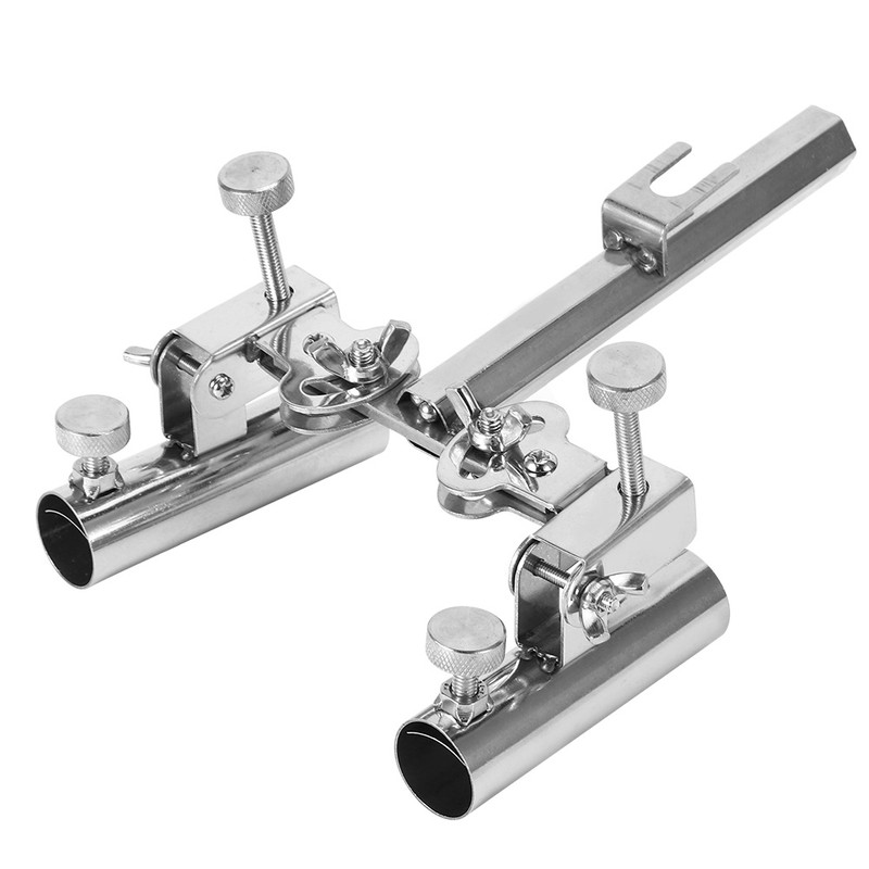 AntiRotary Stainless Steel Double Fishing Rod Holder Stepless FineTuning Fishing