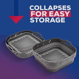 HIC Kitchen Collapsible Square Air Fryer Liners, European-Grade Silicone, Set of 2, Fits 5 to 7-Quart Air Fryer Baskets