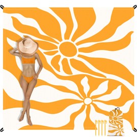 110''×118'' Waterproof Sandproof Beach Blanket 8 Adults, Sand Free Boho Sun Outdoor Beach Mat with 4 Stakes, Extra Large Compact Picnic Pockets Blanket Essential for Travel, Camping, Summer Vocation