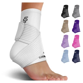 Sleeve Stars Ankle Brace for Sprained Ankle, Plantar Fasciitis Relief Ankle Support for Women & Men, Ankle Compression Sleeve w/Strap, Achilles Tendonitis Brace, Foot Brace Wrap (Pair/White)