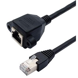 Cable de red Ethernet Cat 6 RJ45 macho a hembra Conector de red Ethernet blindado Cable de extensión de montaje en panel de tornillo para router, módem (1M/3 pies)
