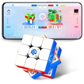GAN i Carry 4, Bluetooth Speed Cube Smart 3x3 Magnetic Connected Electronic Speedcube for Kids Adults Timer Tracking Movement Steps with App Online Competition, Battery Replaceable Frosted Version
