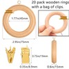 20 Pack Wooden Drapery Curtain Rod Rings with Clips 3