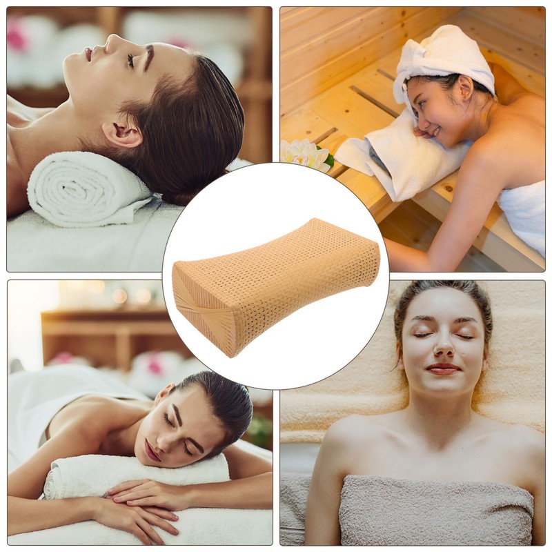 Mobestech Sauna Neck Rest Simulated Rattan Sauna Pillow Sauna Backrest
