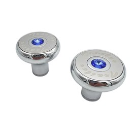 Chrome Blue Diamond Deluxe Tractor Trailer Air Brake Valve Knob Set (Screw-On)