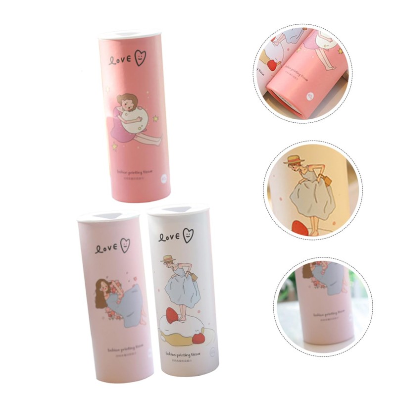 Alipis 3Pcs Decorative Tissue Roll Cute Printed Hand Tissues for
