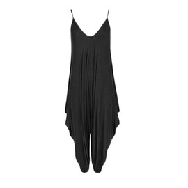 Prime fashions Women's Strappy Baggy Harem Jumpsuit Dress (Black, 20-22)
