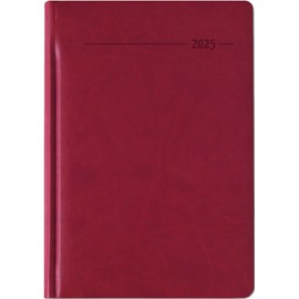 Zettler - Tucson 2025 Book Calendar, Red, 15 x 21 cm, Pocket Calendar in Tucson Cover with 416 Pages, 1 Day on 1 Page, Address Part, Monthly Overview, Moon Phases and International Calendar