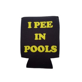 I Pee in Pools - Funny Can Cooler - Multiple Color Variations - Perfect Gag Gift (Black, Neoprene)