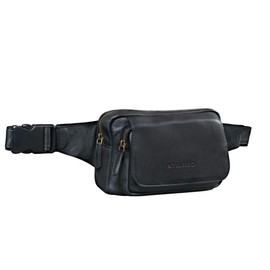 STILORD 'Boston' Vintage Leather Bum Bag Adjustable Belt Fanny Pack Ideal for Sports Travel Daily Durable for Men and Women, black