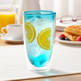 Amazing Abby - Andes - 22-Ounce Insulated Plastic Tumblers (Set of 4), Double-Wall Plastic Drinking Glasses, Mixed-Color Reusable Cups, BPA-Free, Shatter-Proof, Dishwasher-Safe