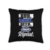 BBQ Grill Smoker Drinking Rub Smoke Beer Repeat Throw Pillow
