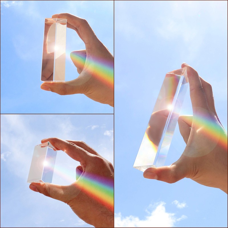 BELLE VOUS K9 Triangle Prism Crystal (Pack of 3) Rainbow