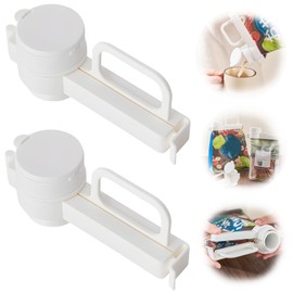 Agamino Bag Clips for Food Storage, 2PCS Reusable Food Bag Sealing Clip with Pour Spout, Plastic Cap Sealer Clips Moisture Clamp Food Sealing Bag Clip for Coffee Chips Cat/Dog Food Storage Organizer