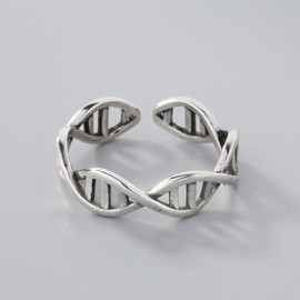 Science Chemistry Molecule DNA Infinity 925 Sterling Silver Ring Adjustable Ring