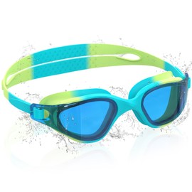Ambienden Schwimmbrille Kinder, 180° HD Taucherbrille für Kinder 3-14 Jahre, Anti-Fog, UV-Schutz, Schnellverstellung, Silikon-Dichtringe Ohne Leckage, Unisex-Kinder Schwimmbrille, Blue-Yellow