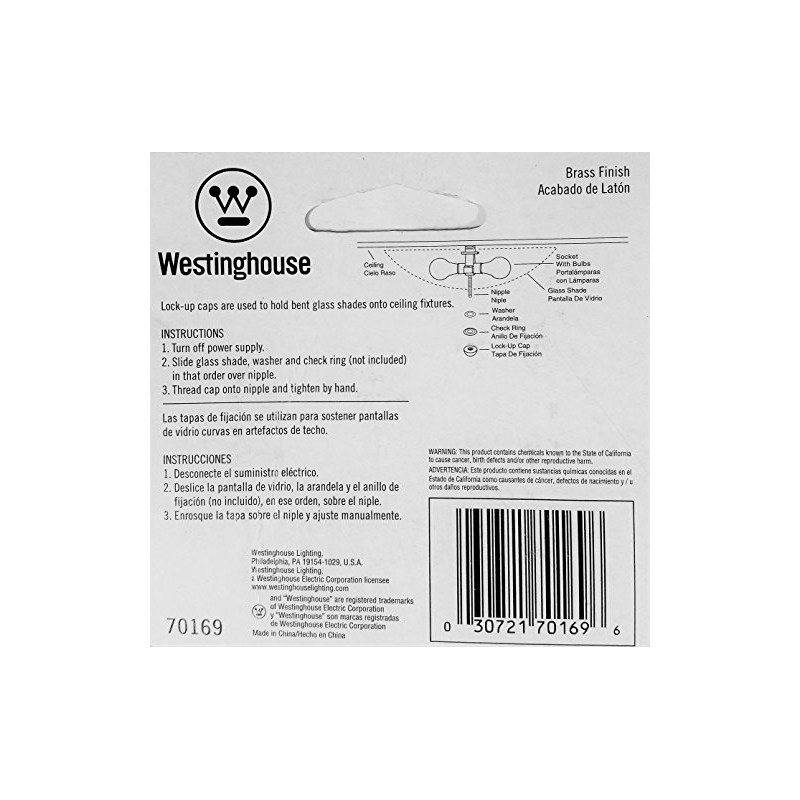 Westinghouse Lamp Lock-Up Caps, Brass