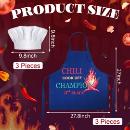 Skicuff 6 Pcs Chili Cook Off Prizes, Funny Chili Cook Off Apron and Chef Hat Funny Chili Cook Off 1st/ 2nd/ 3rd Trophies Adjustable Kitchen Cooking Aprons for Men Women Award Decorations