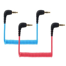 JCMOYUTY 3.5mm Microphone Adapter for comica BoomX-D2 PRO BoomX-D1 C3 BoomX-U3 VM40 Vimo Q Wireless Lavalier Microphone Receiver Coiled Dual 3.5mm TRS Patch Cable Audio Mic Cord for Cameras